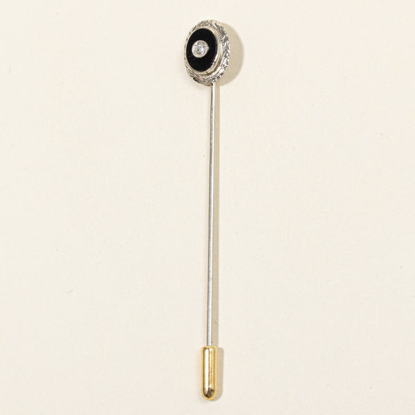 Onyx & Diamond Pin | 0.75ct, 0.015ct |