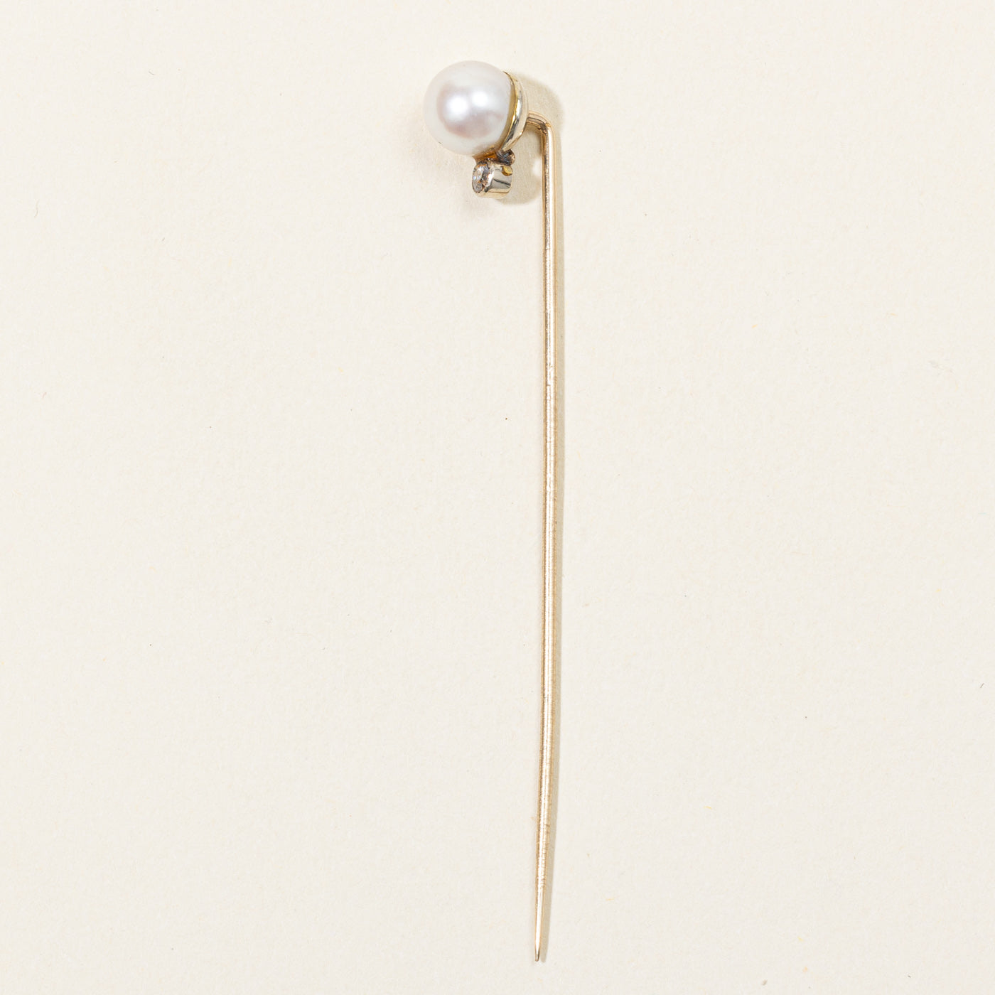 Pearl & Old European Cut Diamond Pin | 7mm Pearl, 0.04ct |