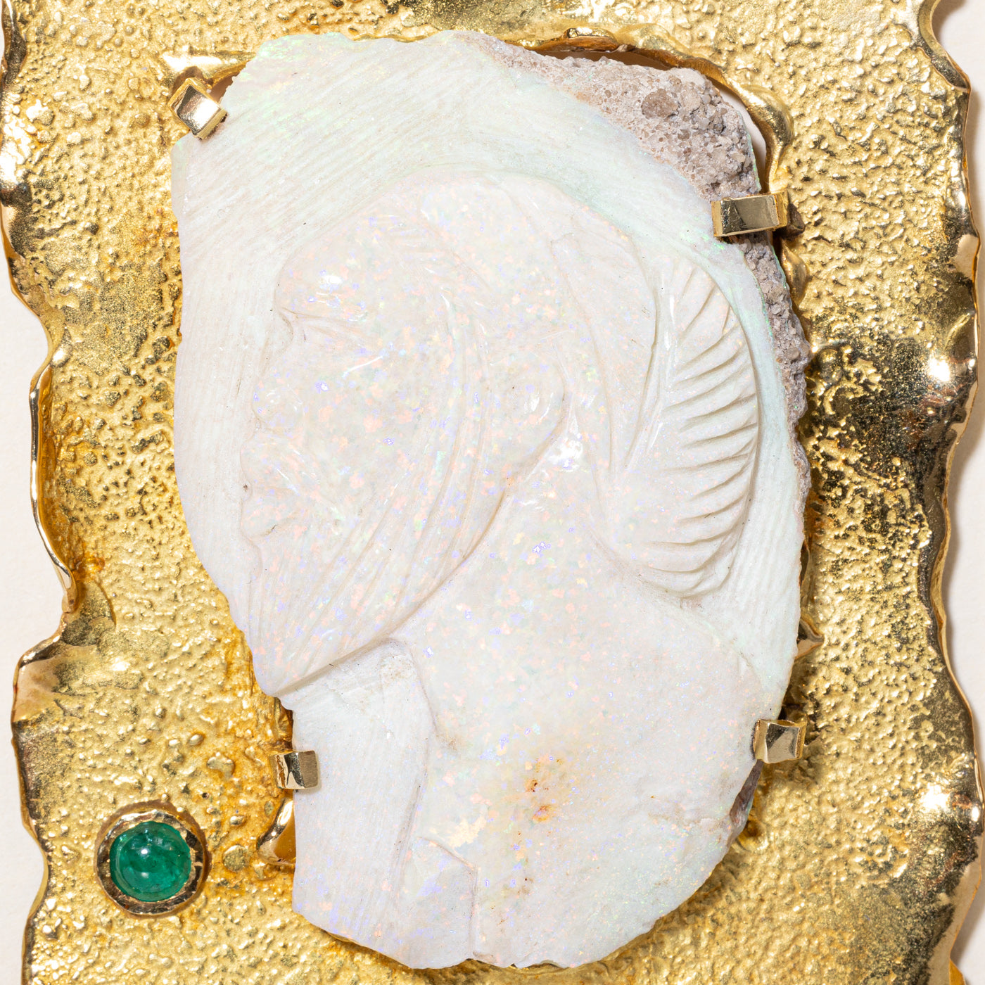Stittgen' Boulder Opal & Emerald Large Pendant | 150.00ct, 0.30ct |