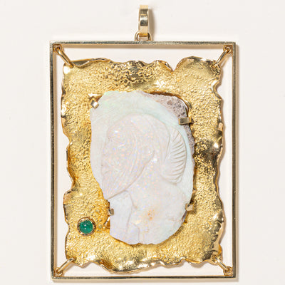 Stittgen' Boulder Opal & Emerald Large Pendant | 150.00ct, 0.30ct |