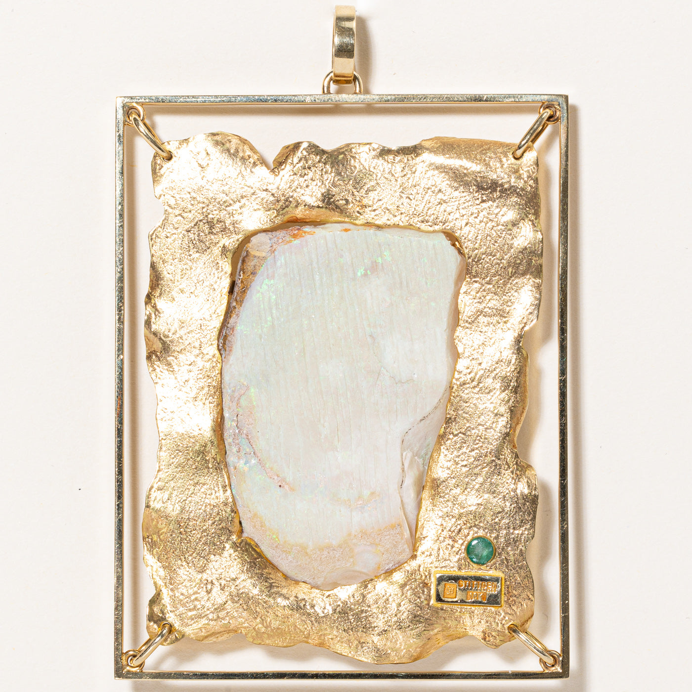 Stittgen' Boulder Opal & Emerald Large Pendant | 150.00ct, 0.30ct |