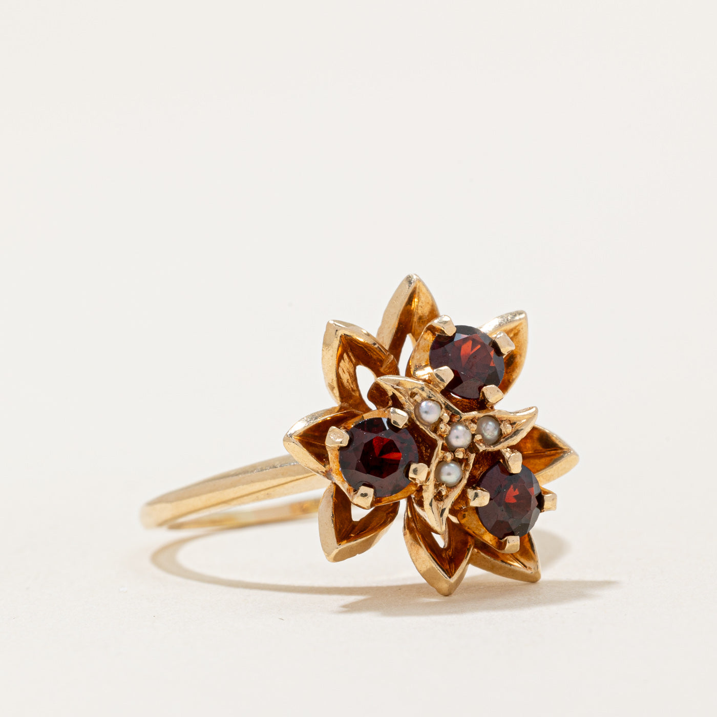 Birks' Garnet & Seed Pearl Cocktail Ring | 0.45ctw | SZ 7.5 |