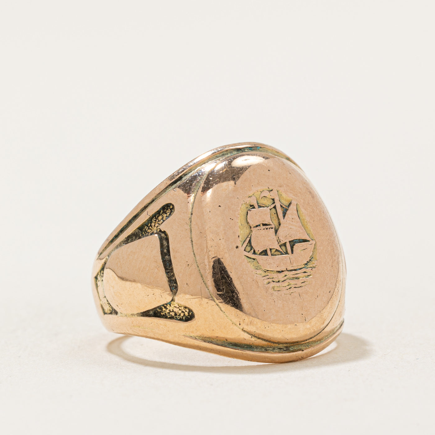 Birks' 10k Yellow Gold Ship Signet Ring | SZ 4.75 |