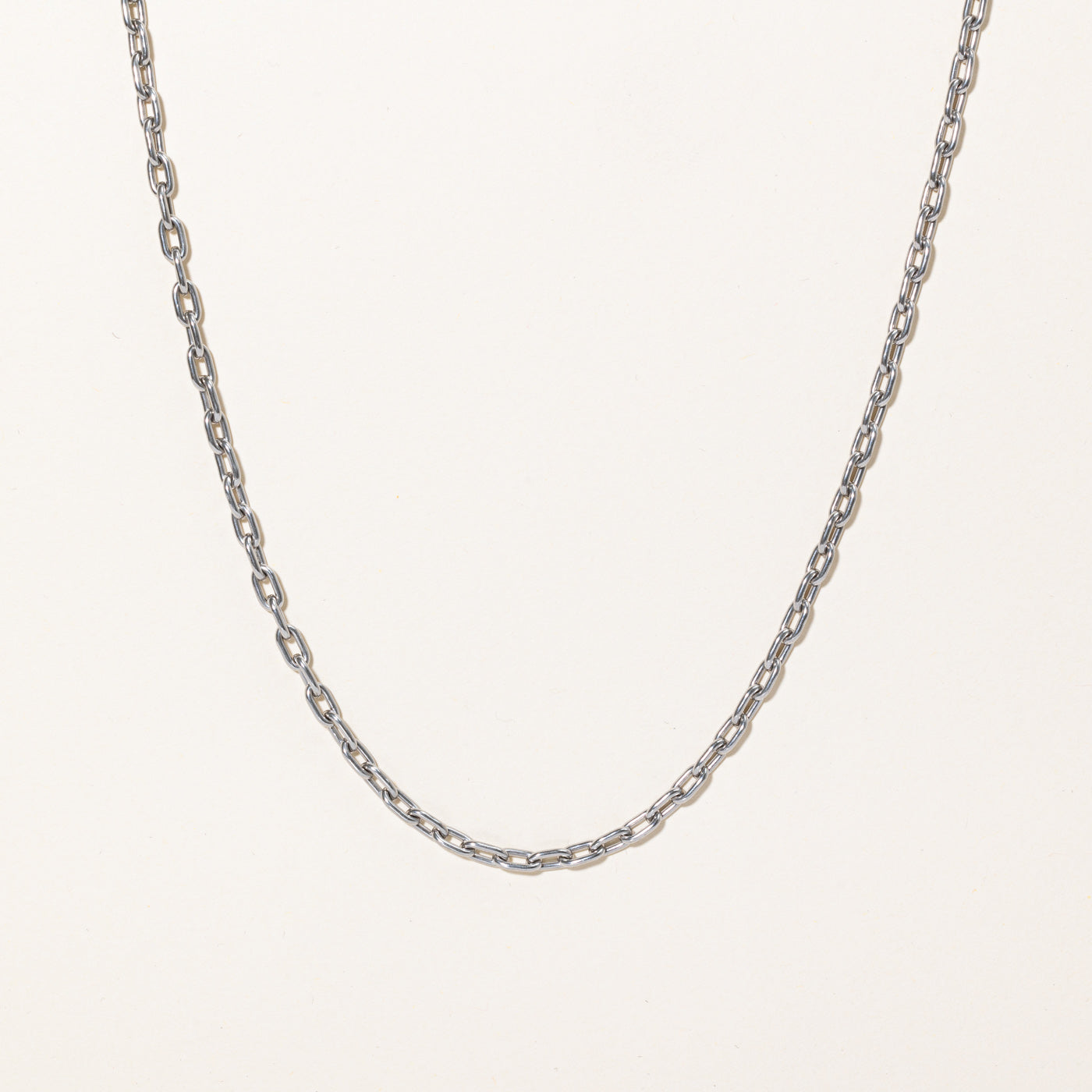 Italian Platinum Oval Link Necklace | 23