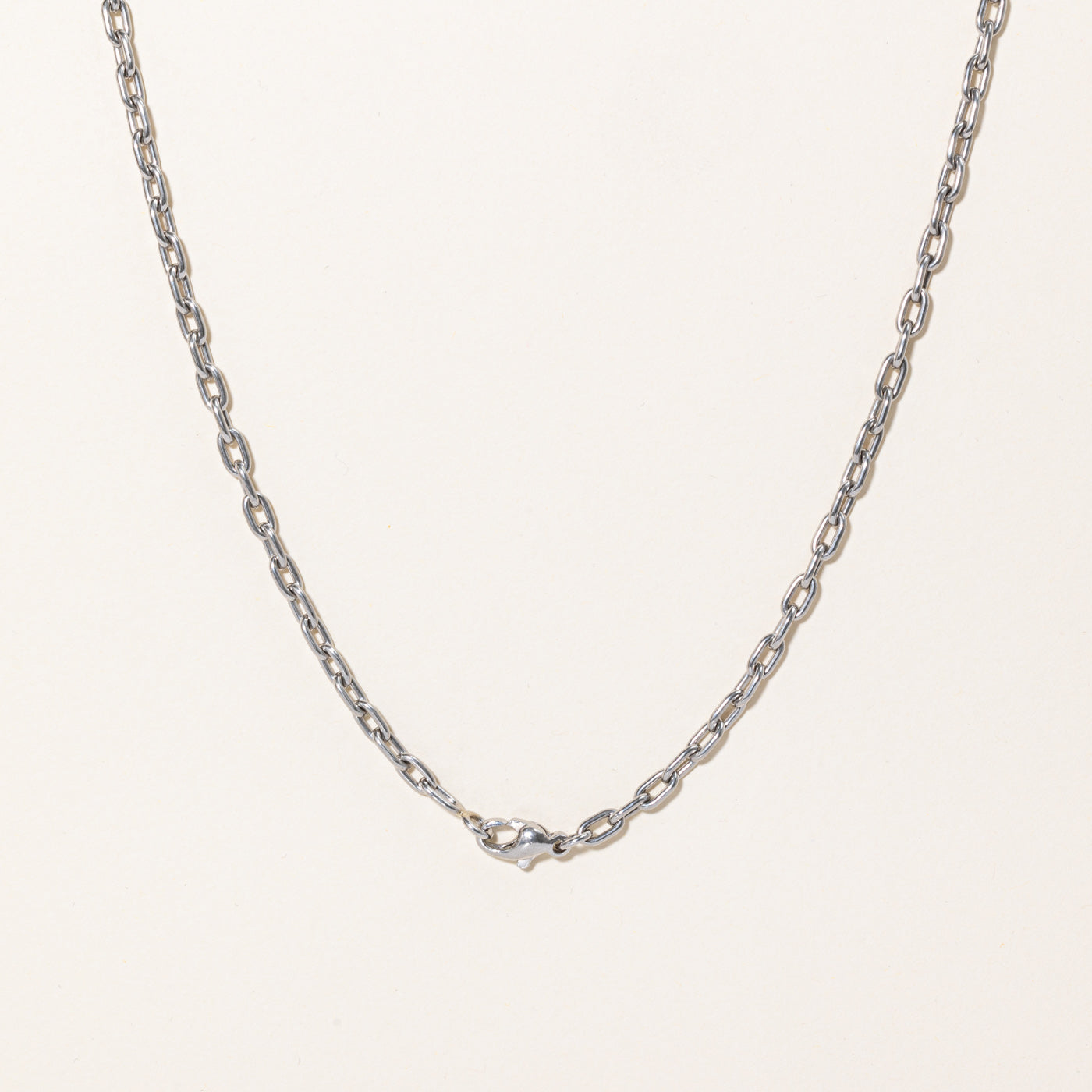 Italian Platinum Oval Link Necklace | 23