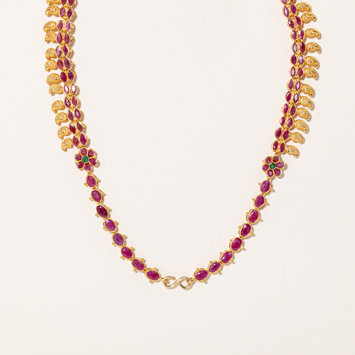 Ruby & Emerald Ornate Necklace | 14.00ctw, 1.25ctw | 16" |