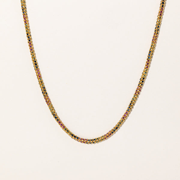 Multi Gemstone Bezel Set Necklace | 4.04ctw | 17