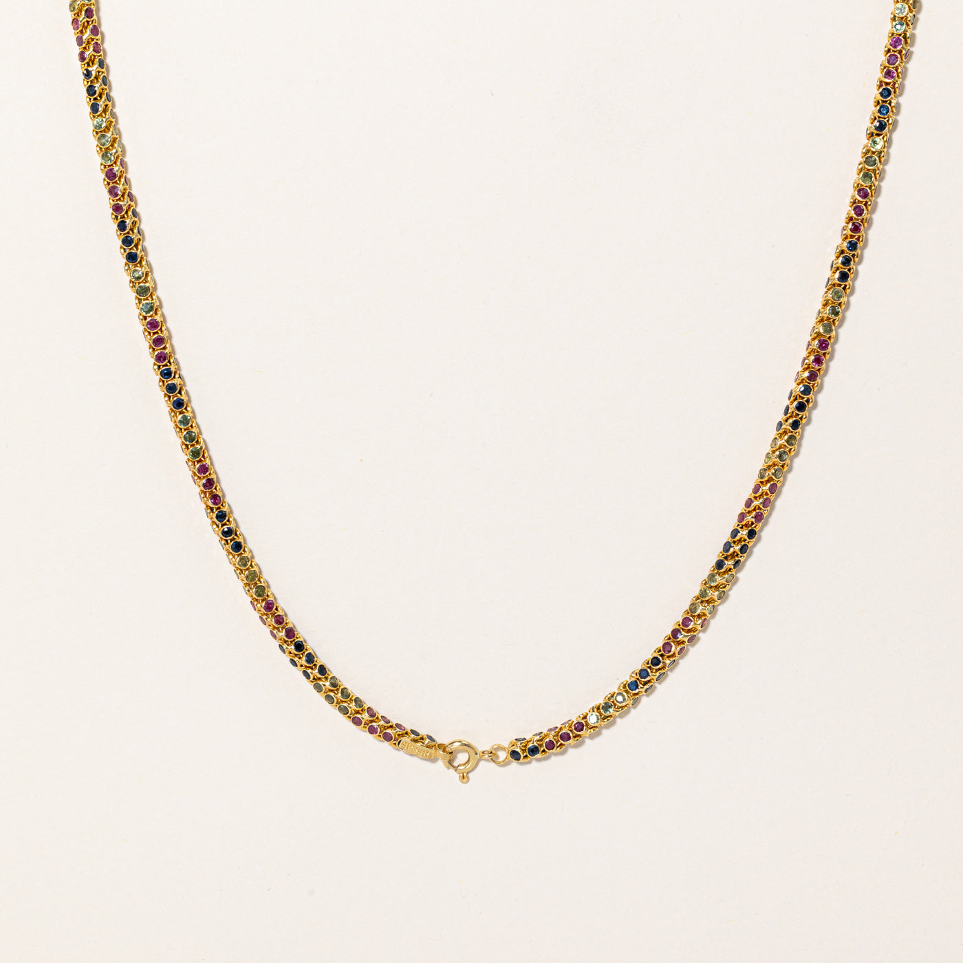 Multi Gemstone Bezel Set Necklace | 4.04ctw | 17" |