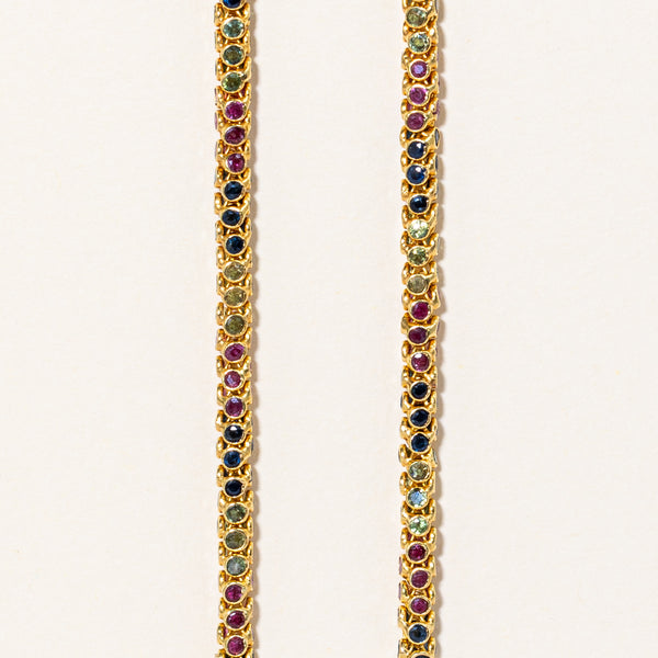 Multi Gemstone Bezel Set Necklace | 4.04ctw | 17