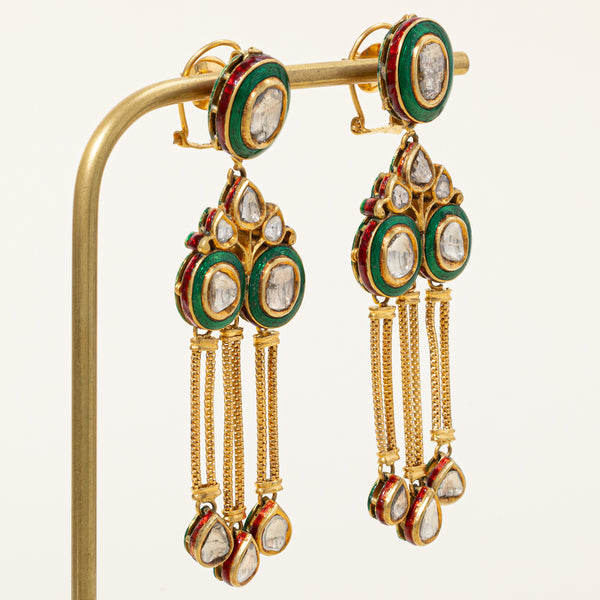 Diamond & Enamel Drop Earrings | 3.00ctw |