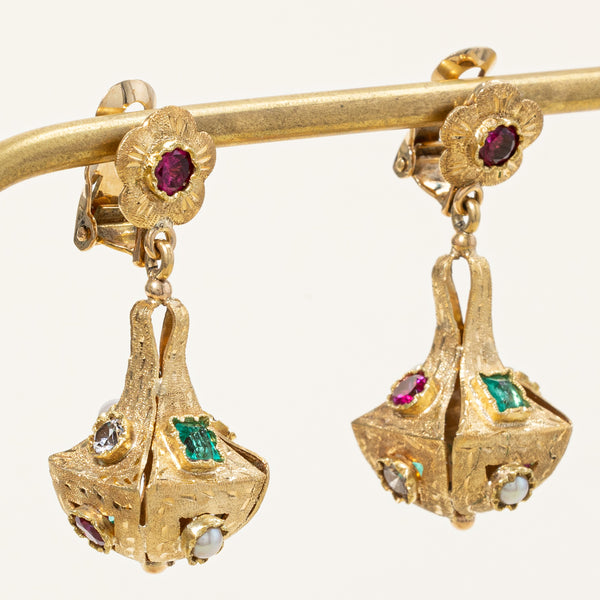 Vintage Synthetic Gemstone Drop Earrings | 1.59ctw |