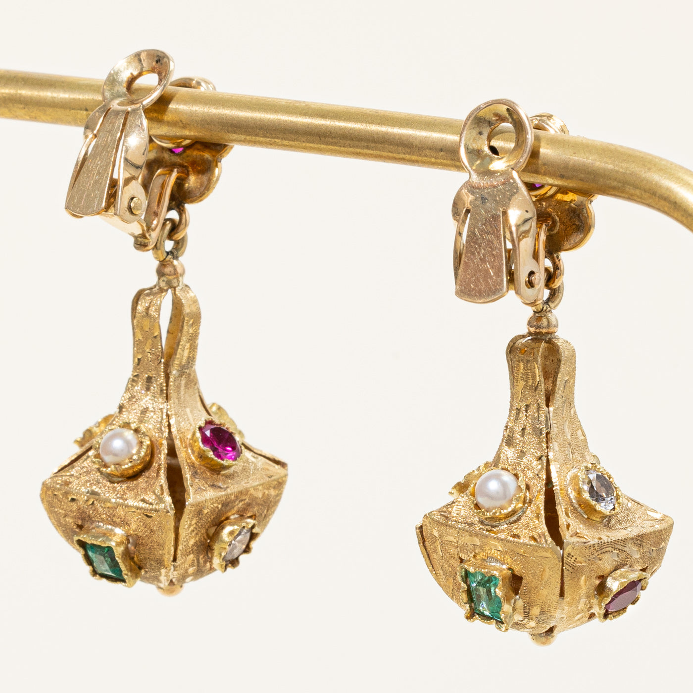 Vintage Synthetic Gemstone Drop Earrings | 1.59ctw |