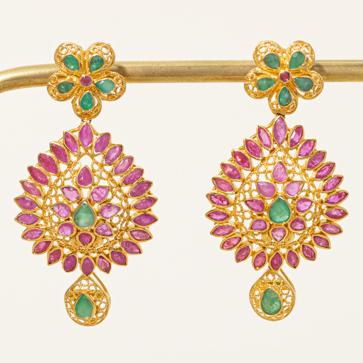 Ruby & Emerald Screw Back Earrings | 5.00ctw, 1.00ctw |