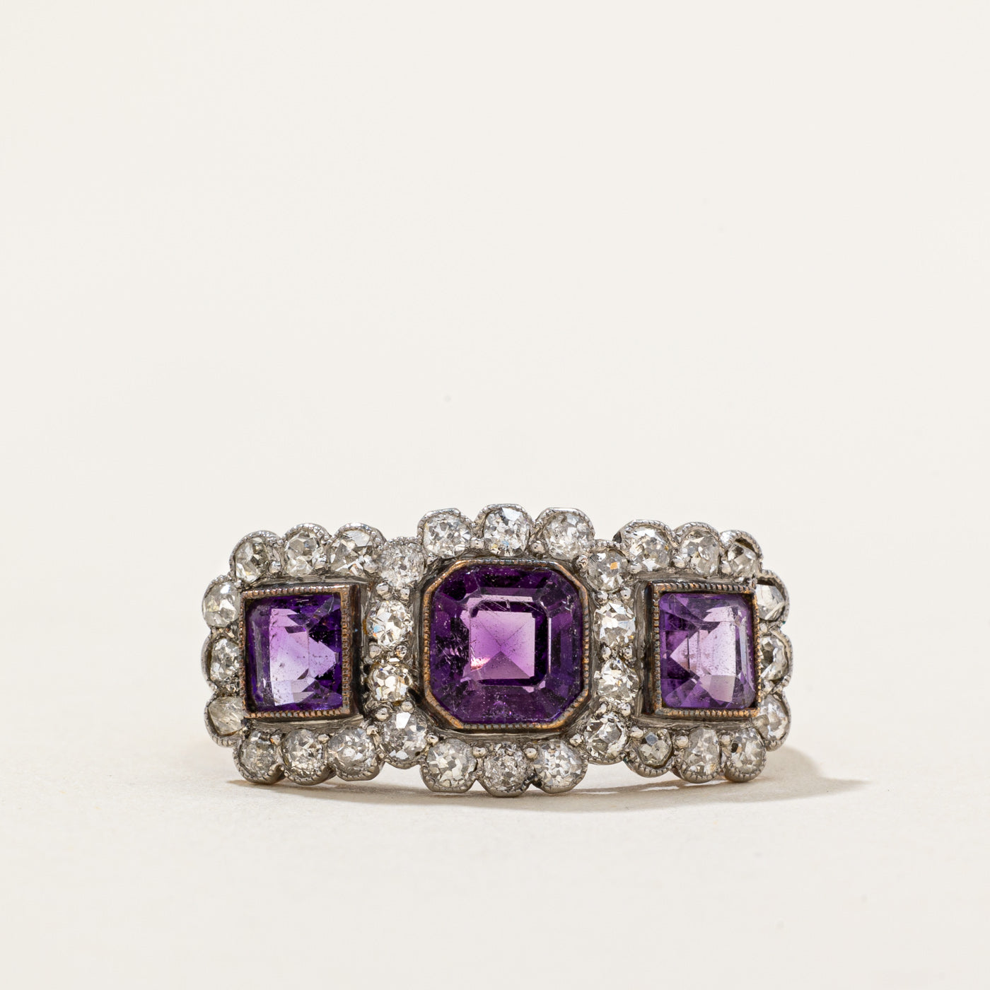 Victorian Amethyst & Diamond Cocktail Ring | 1.40ctw, 0.60ctw | SZ 7 |