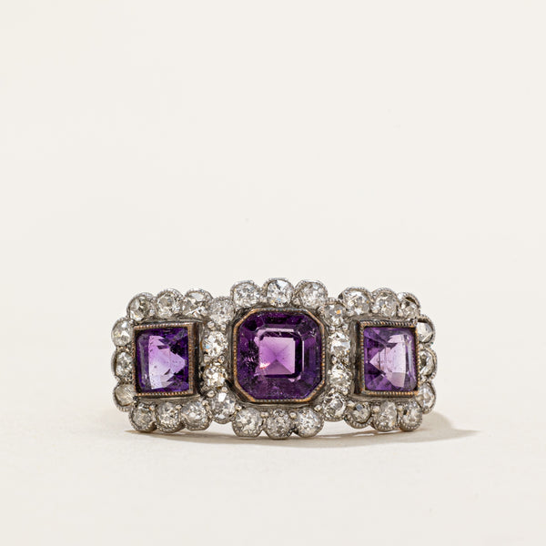 Victorian Amethyst & Diamond Cocktail Ring | 1.40ctw, 0.60ctw | SZ 7 |