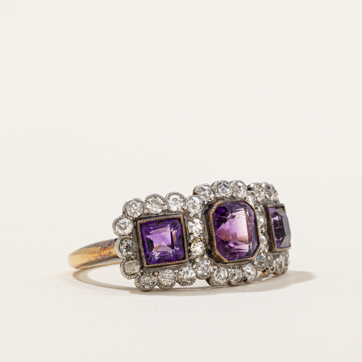 Victorian Amethyst & Diamond Cocktail Ring | 1.40ctw, 0.60ctw | SZ 7 |