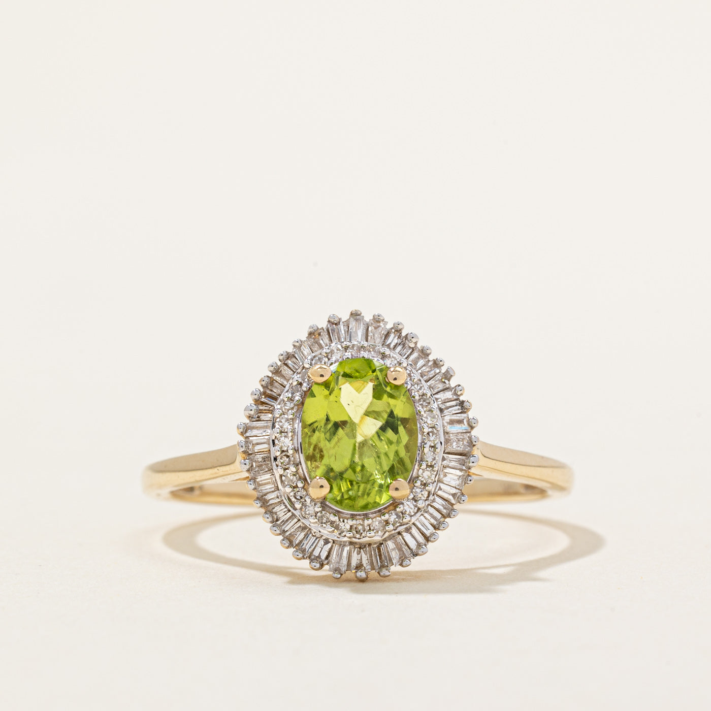 Peridot & Diamond Halo Ring | 1.10ct, 0.30ctw | SZ 10.5 |