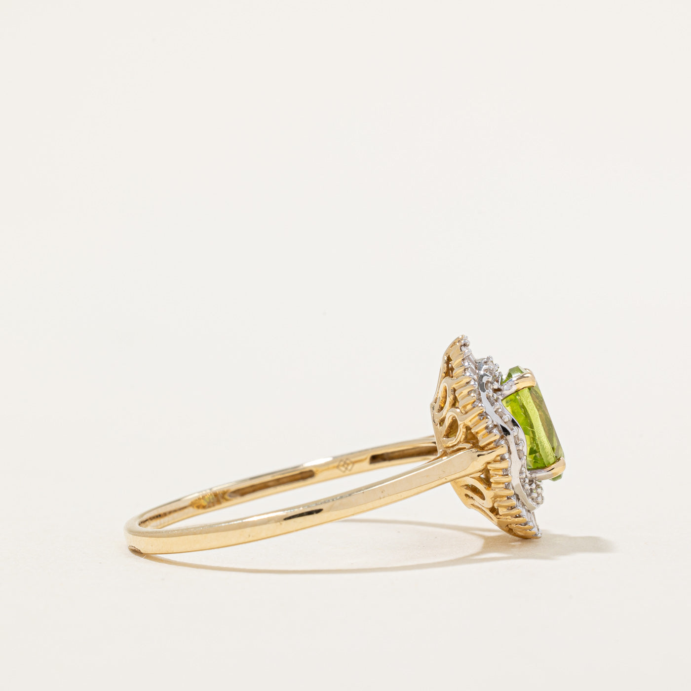 Peridot & Diamond Halo Ring | 1.10ct, 0.30ctw | SZ 10.5 |