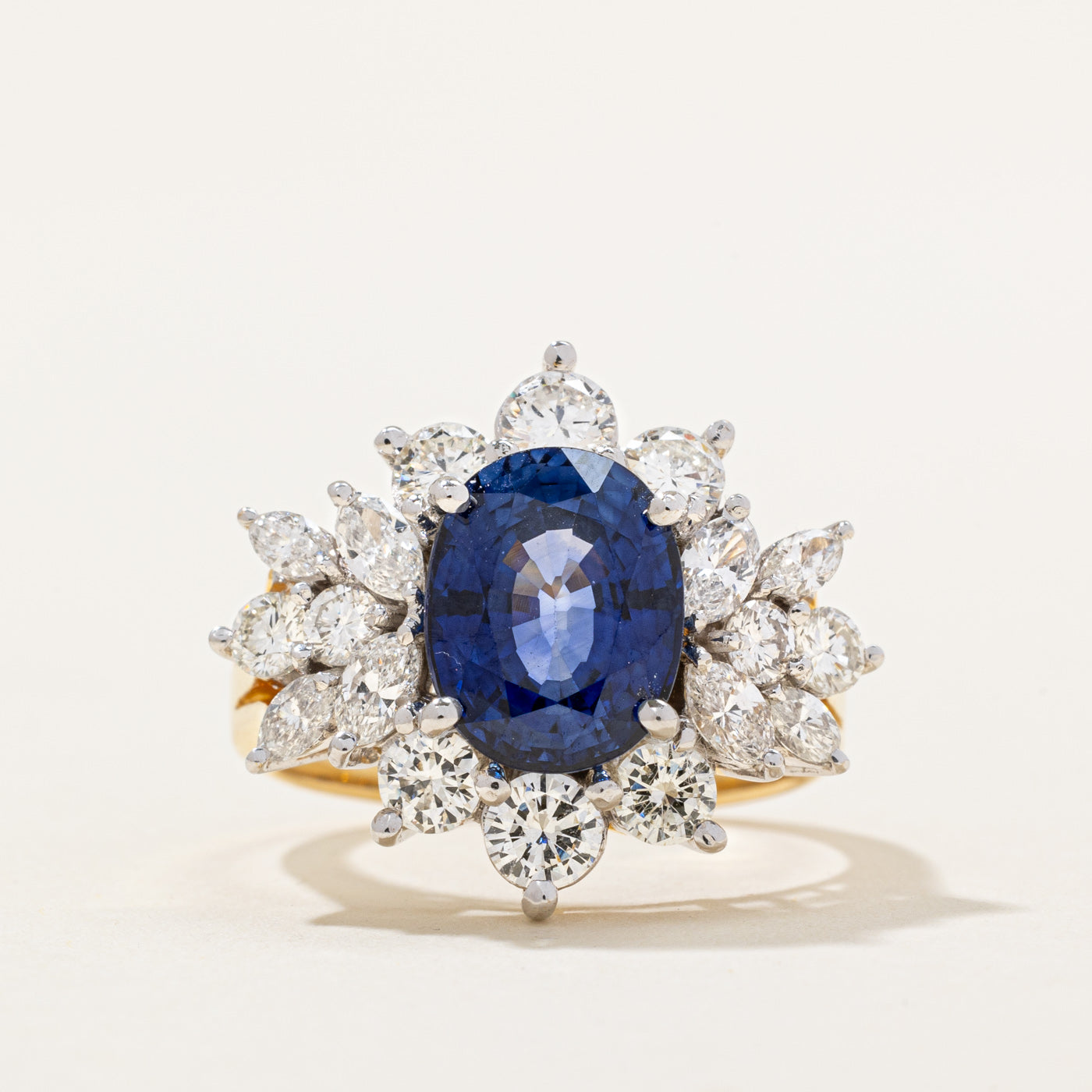 Sapphire & Diamond Cocktail Ring | 3.50ct, 2.46ctw | SZ 6.5 |