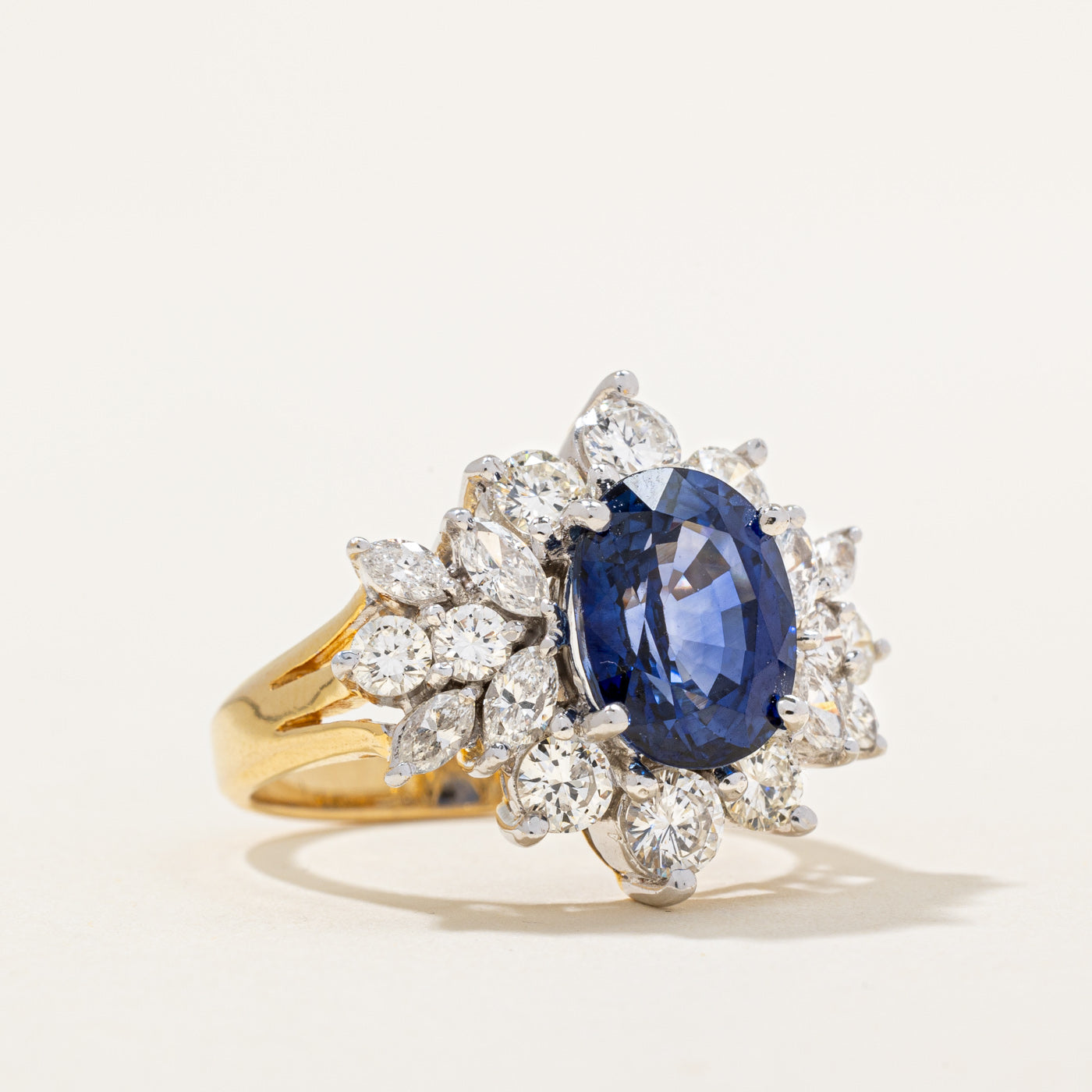 Sapphire & Diamond Cocktail Ring | 3.50ct, 2.46ctw | SZ 6.5 |