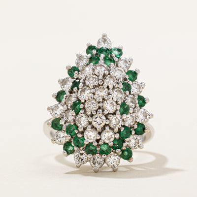 Diamond & Emerald Pear Shaped Cocktail Ring | 1.50ctw, 0.50ctw | SZ 6.25 |