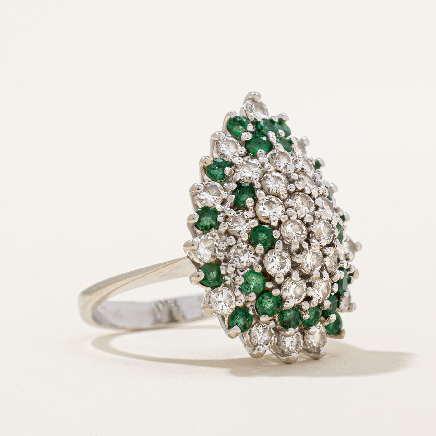 Diamond & Emerald Pear Shaped Cocktail Ring | 1.50ctw, 0.50ctw | SZ 6.25 |