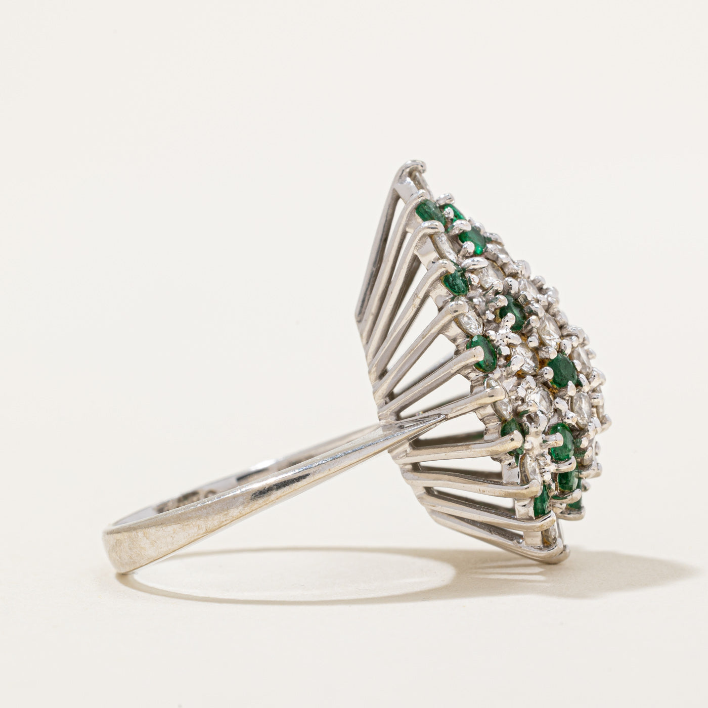 Diamond & Emerald Pear Shaped Cocktail Ring | 1.50ctw, 0.50ctw | SZ 6.25 |