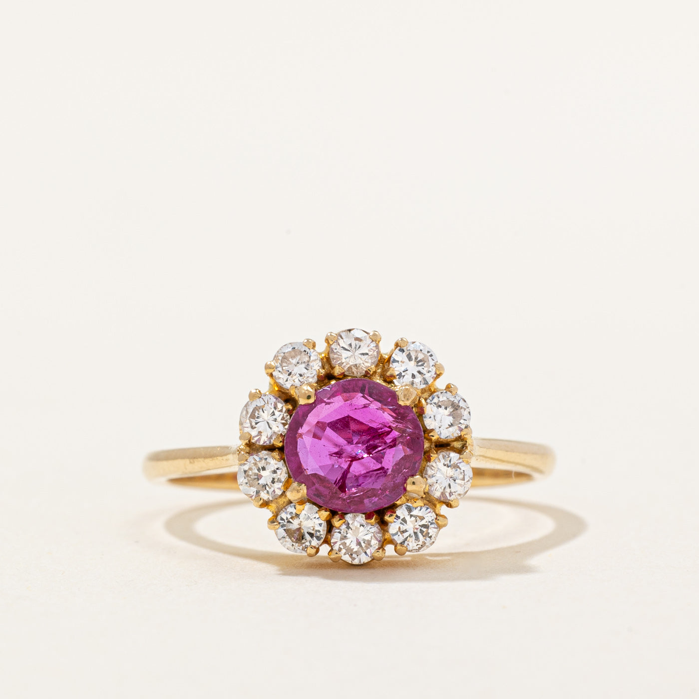 Ruby & Diamond Halo Ring | 0.55ct, 0.45ctw | SZ 5.75 |