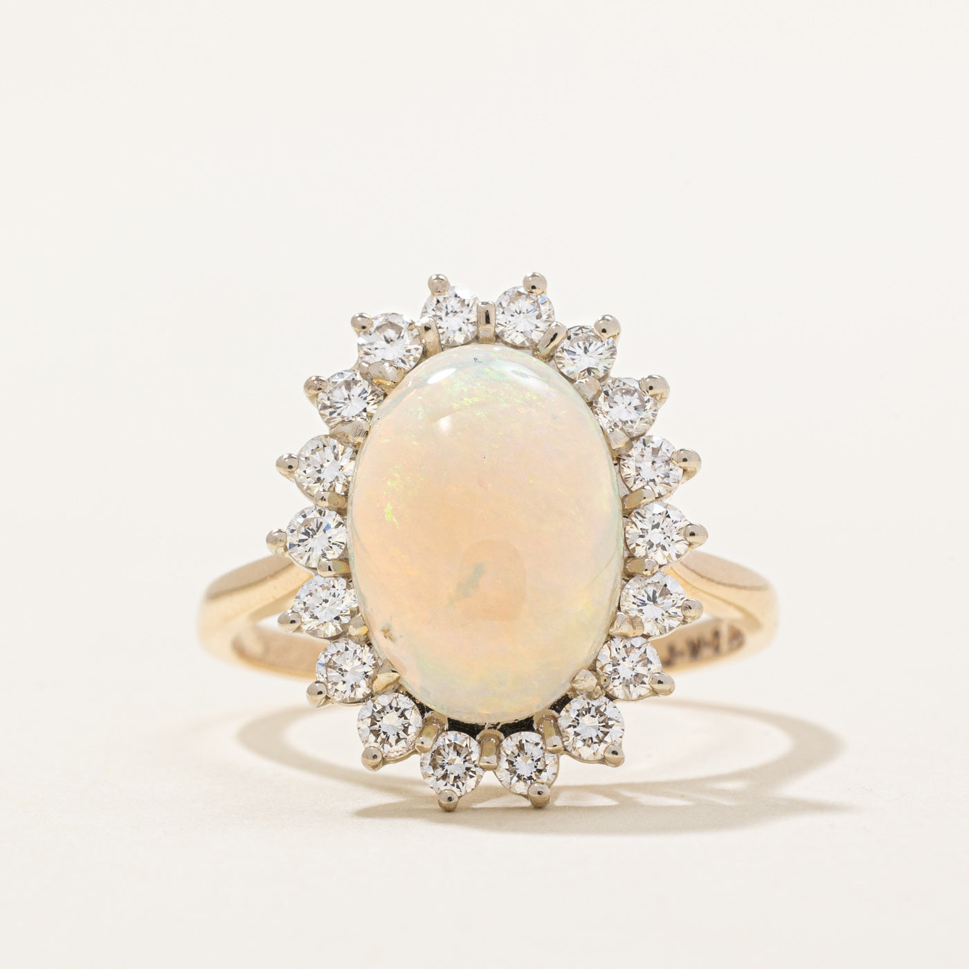 Opal & Diamond Halo Cocktail Ring | 2.10ct, 0.75ctw | SZ 8.25 |