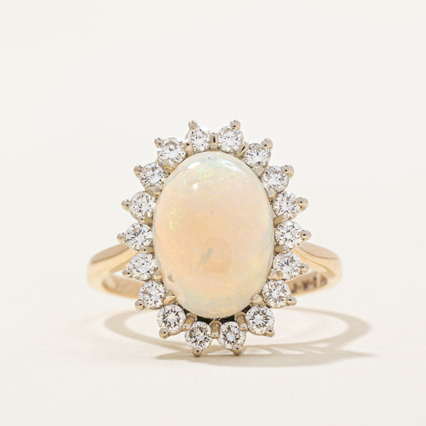 Opal & Diamond Halo Cocktail Ring | 2.10ct, 0.75ctw | SZ 8.25 |