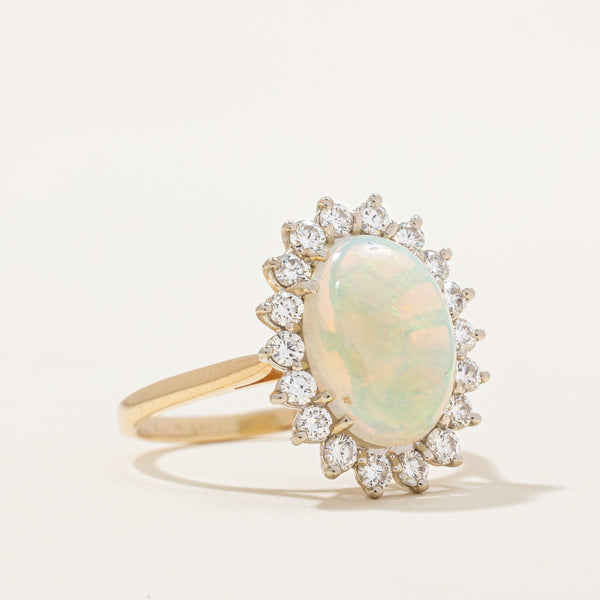 Opal & Diamond Halo Cocktail Ring | 2.10ct, 0.75ctw | SZ 8.25 |