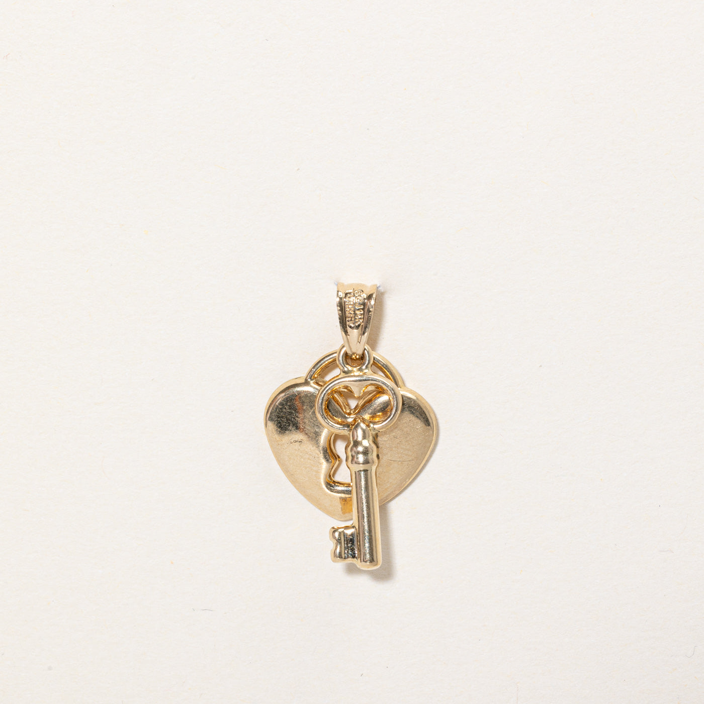 14k Two Tone Gold Heart & Key Charms