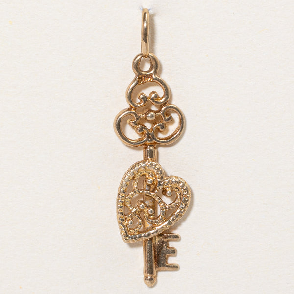 10k Yellow Gold Key & Heart Charm