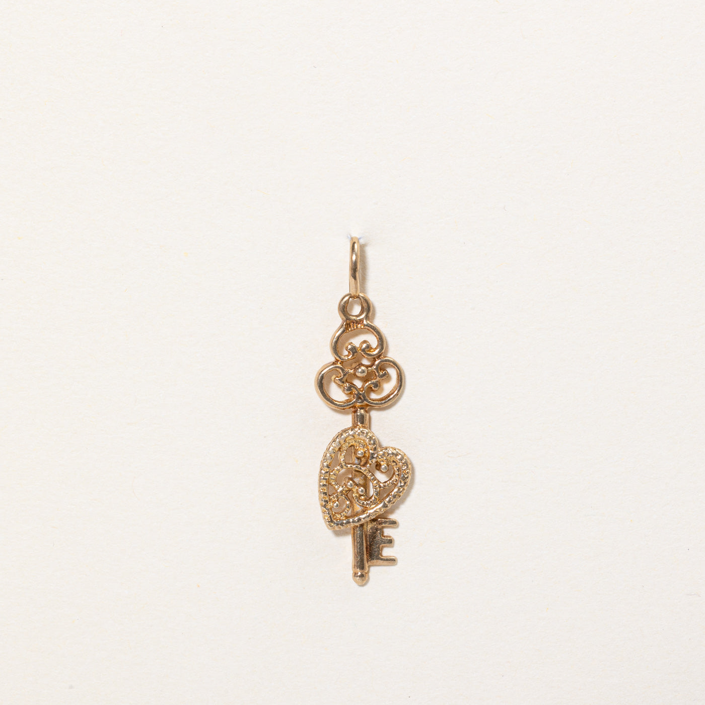 10k Yellow Gold Key & Heart Charm