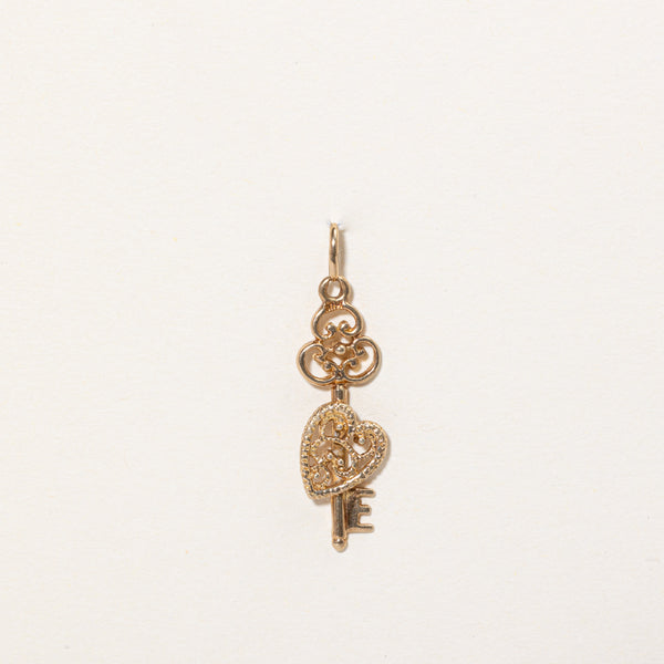 10k Yellow Gold Key & Heart Charm