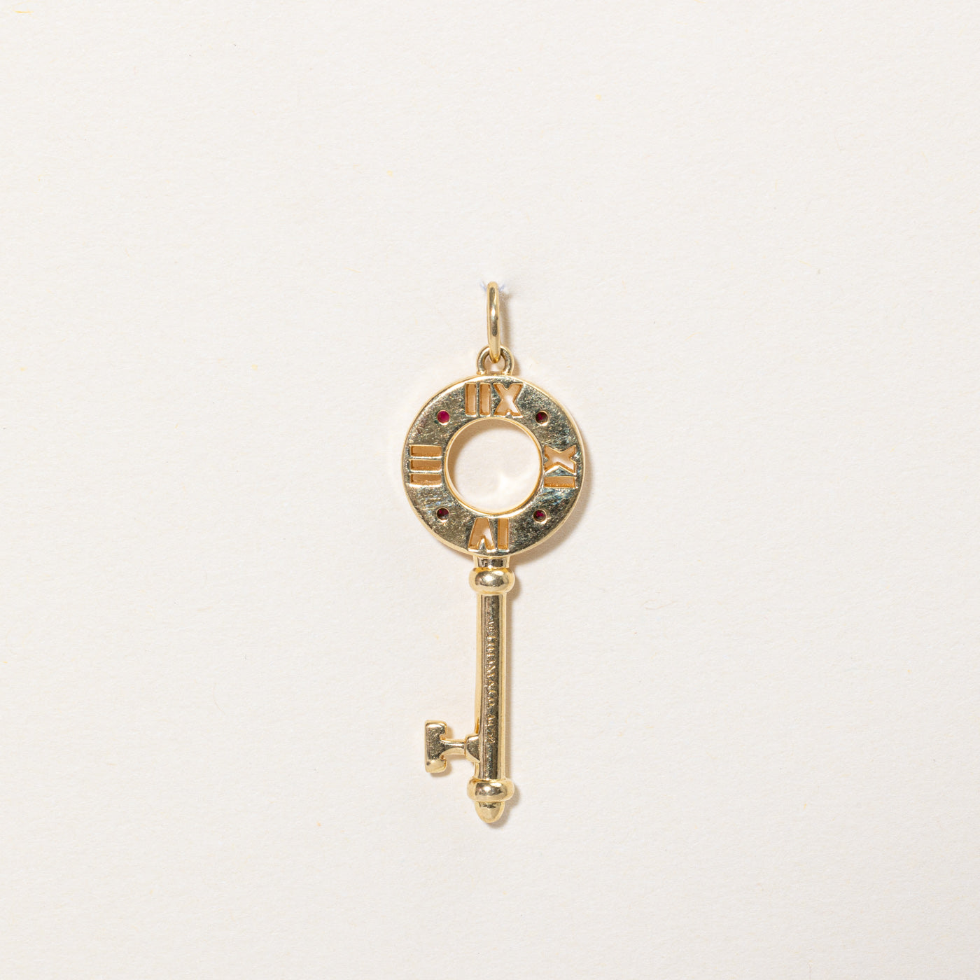 'Tiffany & Co' 18k Atlas Pierced Key with Ruby Pendant | 0.01ctw |