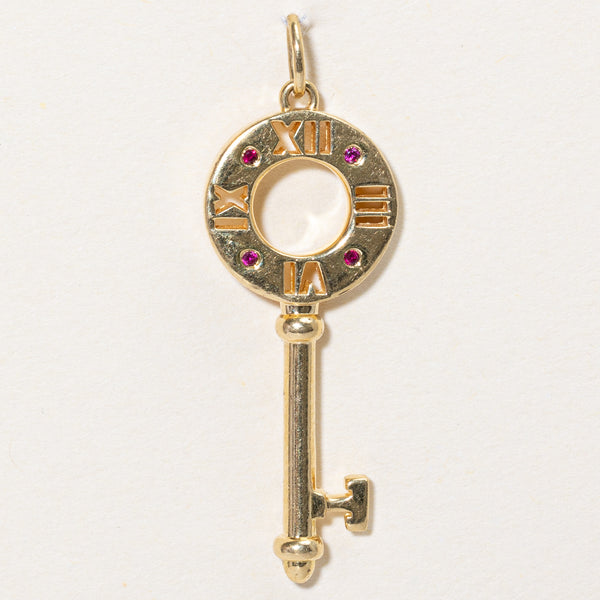 'Tiffany & Co' 18k Atlas Pierced Key with Ruby Pendant | 0.01ctw |