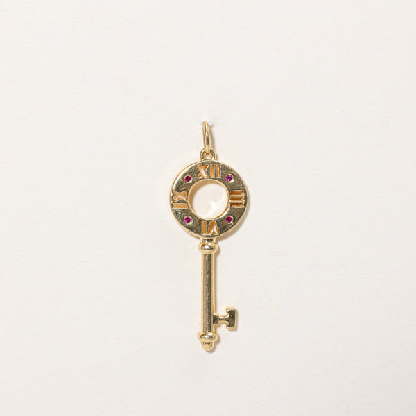 'Tiffany & Co' 18k Atlas Pierced Key with Ruby Pendant | 0.01ctw |