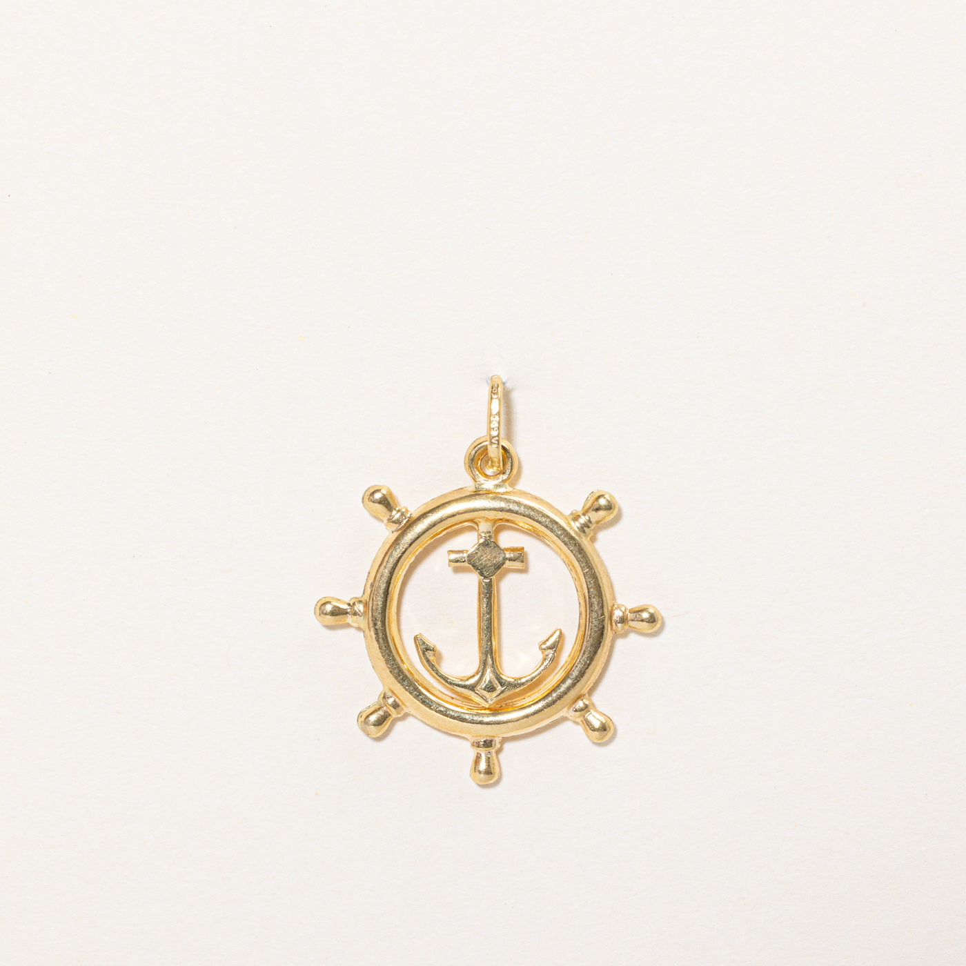 18k Yellow Gold Ship Helm & Anchor Charm