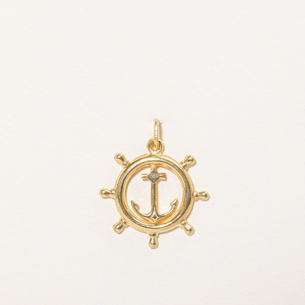 18k Yellow Gold Ship Helm & Anchor Charm