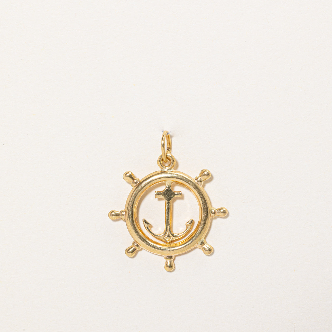 18k Yellow Gold Ship Helm & Anchor Charm