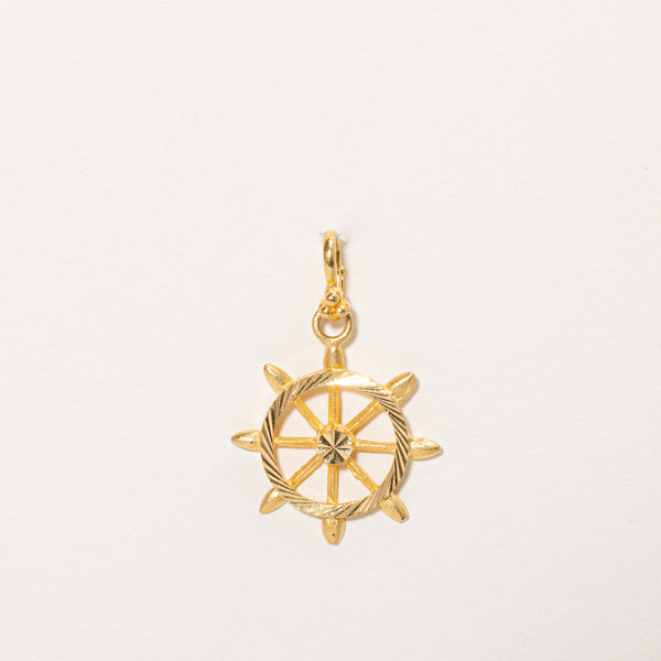 21k Yellow Gold Ship Helm Charm