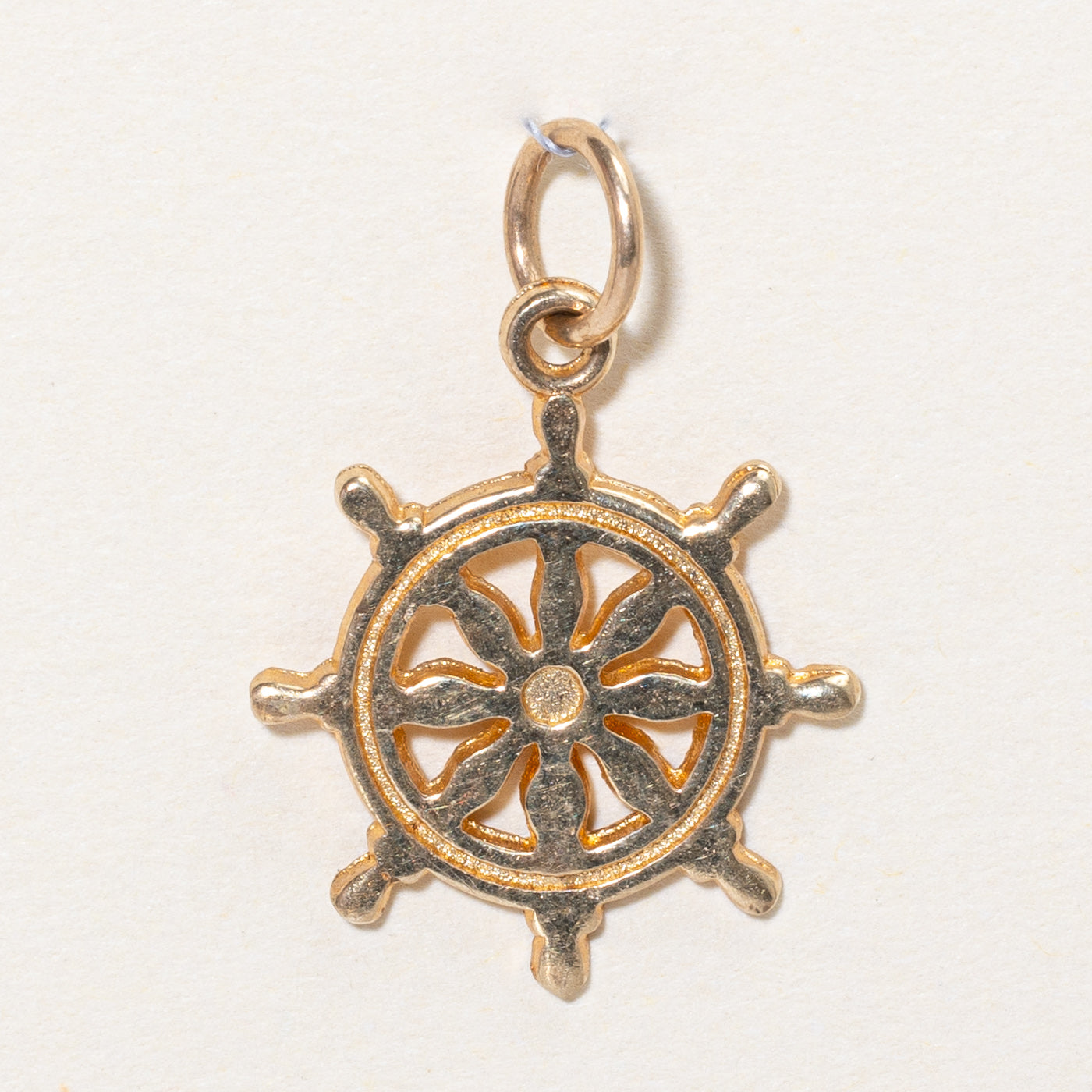 18k Yellow Gold Ship Helm Charm