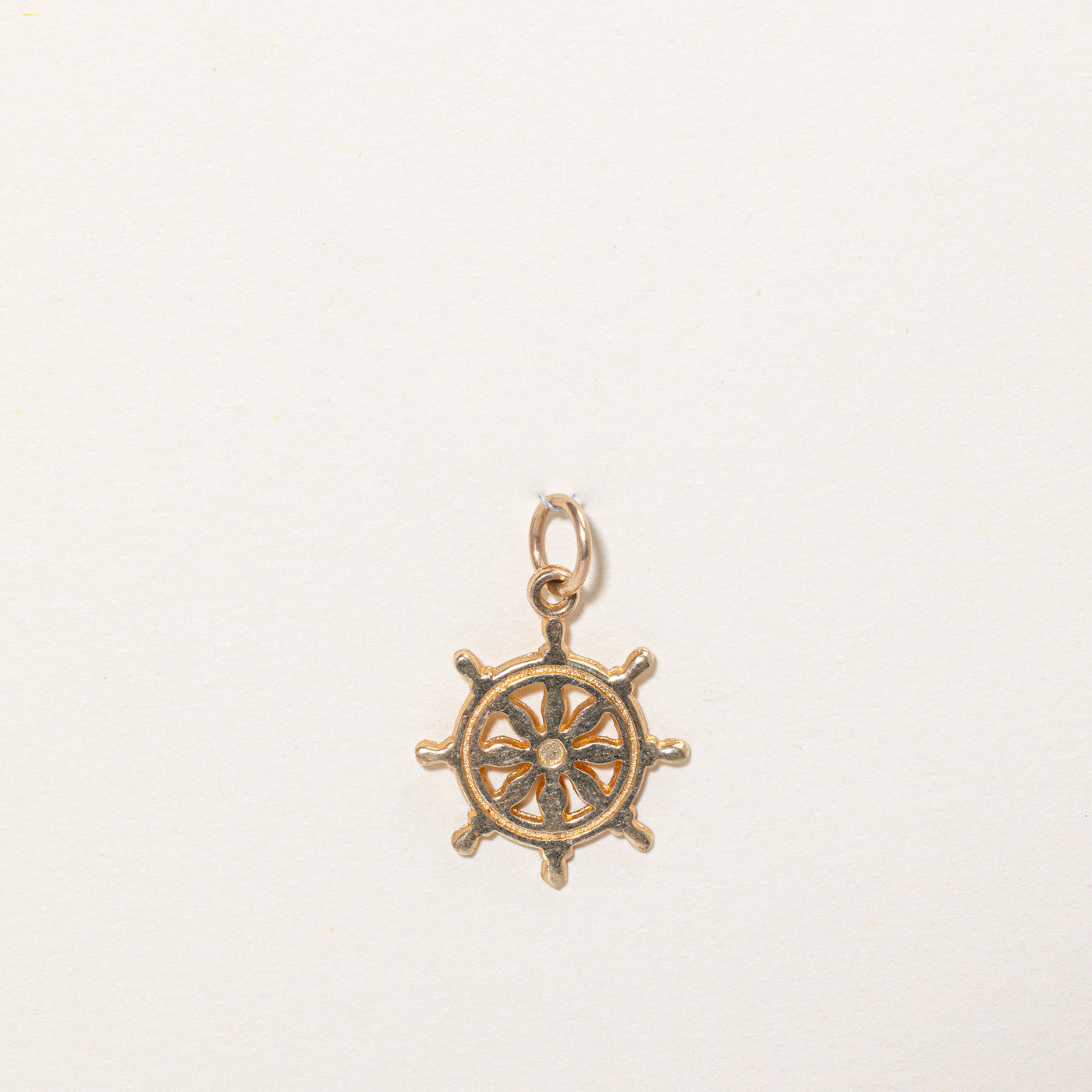 18k Yellow Gold Ship Helm Charm