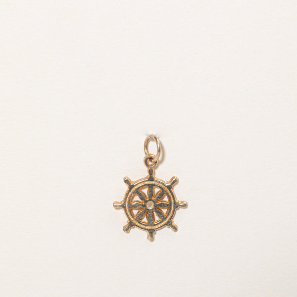 18k Yellow Gold Ship Helm Charm