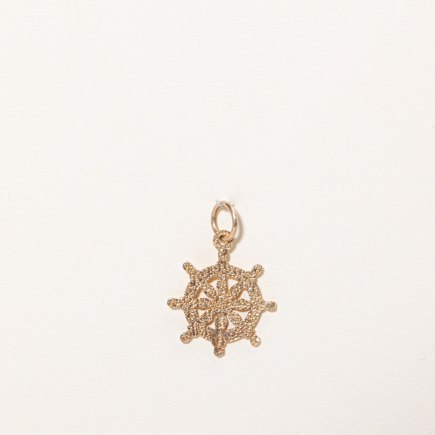 18k Yellow Gold Ship Helm Charm