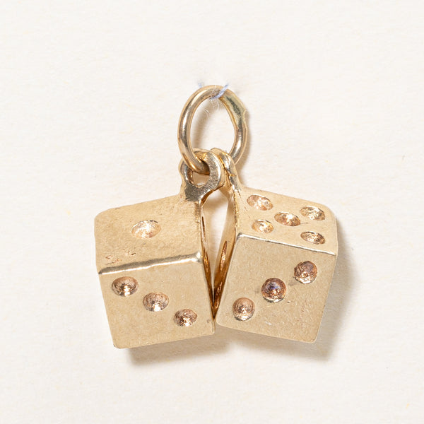 14k Yellow Gold Dice Charm