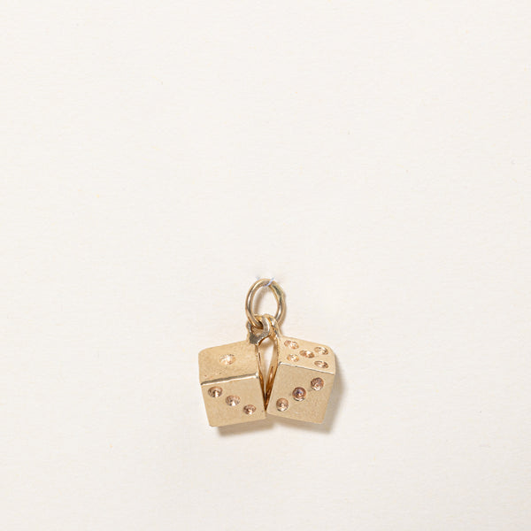 14k Yellow Gold Dice Charm