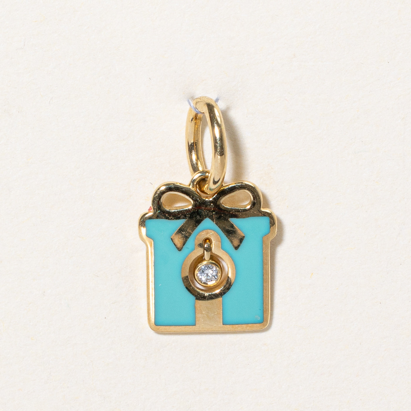 'Tiffany & Co' Blue Enamel Gift Box Charm | 0.01ct |