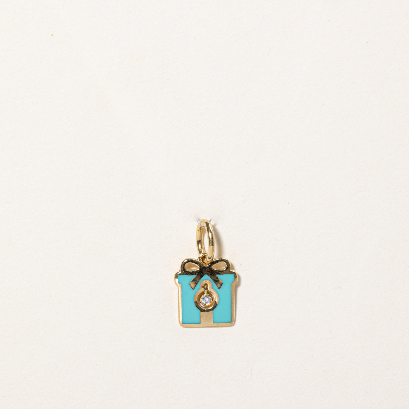 'Tiffany & Co' Blue Enamel Gift Box Charm | 0.01ct |